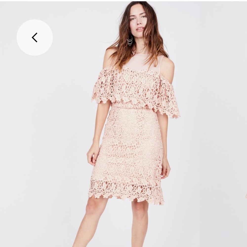 J.O.A. Peach Pink Cold Shoulder Lace Dress - M